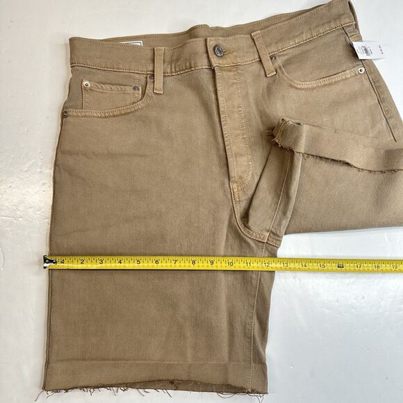 GAP Cheeky Midi Shorts 31/12 Tall (33"Waist) High Rise Tan Fray Button Fly NEW - Picture 8 of 10